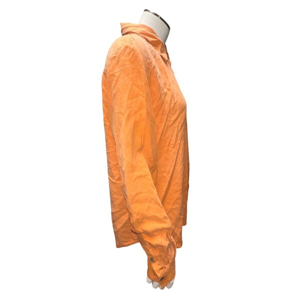 Ann Taylor Size 12 Orange 100 Percent Silk Button Down Blouse Workwear City Chic - Picture 5 of 10